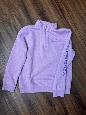 Vineyard Vines Lilac Half-Zip Sweatshirt with Blue Logo